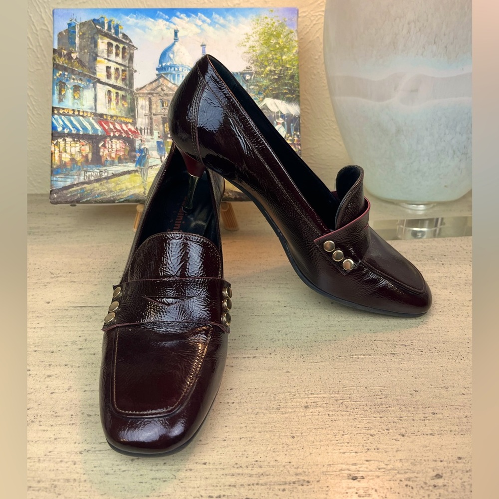 Baldinini Maroon Loafers w/ golden heels,  IT size 39/US size 8.5 - Picture 9 of 13